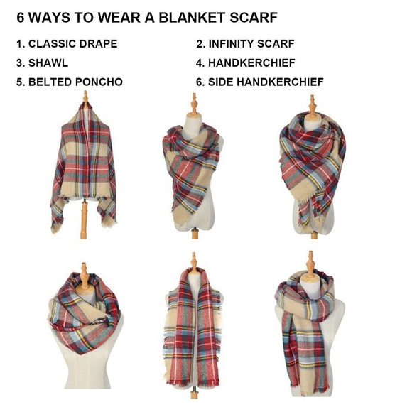 Women's Scarves Wraps Warm Blanket Scarf Shawl Winter Plaid Scarfs For Women🐙 - Picture 9 of 9